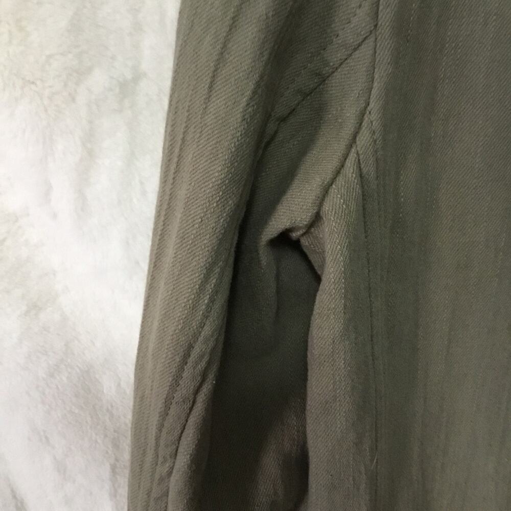 Zara Olive Green Linen Blend Button Over-Sized Blazer - Picture 7 of 14